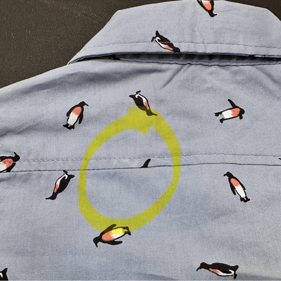 ORIGINAL PENGUIN Button-down long sleeve shirt Faded denim w penguins Sz 18m NWT - Picture 11 of 11